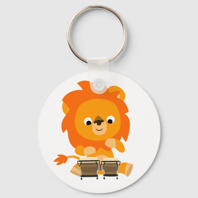 Porte-clés Joli Lion Cartoon Payer Bongos Clavier (Recto)