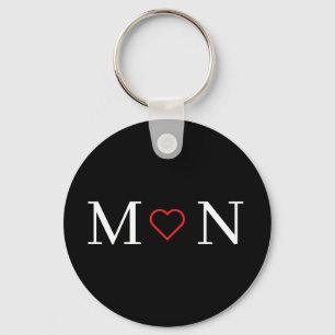 Porte-clés Joli monogramme noir et blanc