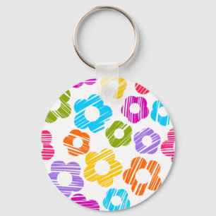 Porte-clés Joli motif floral fleuri coloré girly joyeux