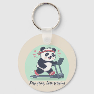 Porte-clés Joli panda motivant sur tapis roulant