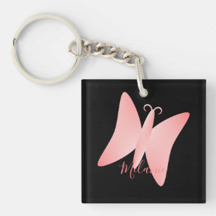 Porte-clés Joli Papillon rose Pastel Personnalisé
