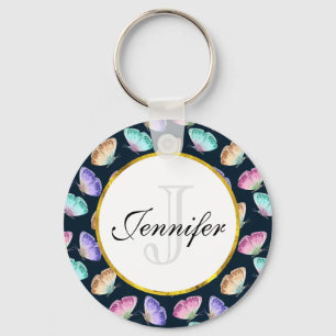 Porte-clés Joli Pastel Motif d'aquarelle papillon