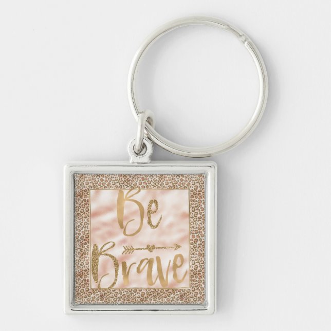 Porte-clés Joli Peach Brown Empreinte de léopard Be Brave (Devant)