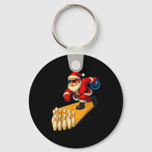 Porte-clés Joli Père Noël jouant boule de bowling et quilles