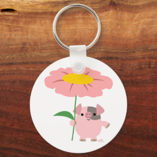 Porte-clés Joli Piglet Cartoon Avec Porte - clé Cadeau (Rose)