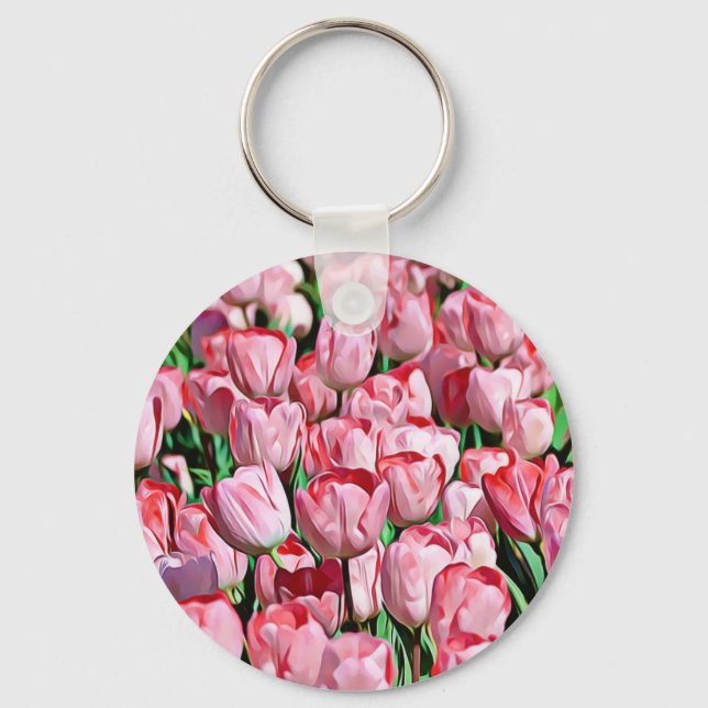 Porte-clés Joli Porte - clé de tulipes roses (Recto)