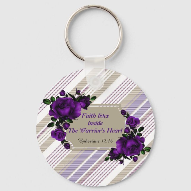 Porte-clés Joli Porte - clé floral Lavande rayé (Recto)