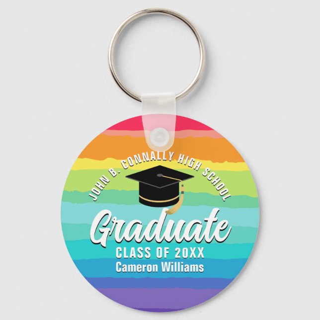 Porte-clés Joli Rainbow Graduate Custom Graduate Cadeau (Recto)