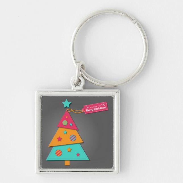 Porte-clés Joli sapin de Noël lumineux art moderne artisanat (Devant)