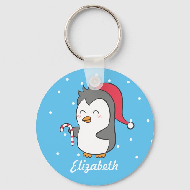 Porte-clés Joli Sucre de canne de Noël Penguin Enfants Porte  (Recto)