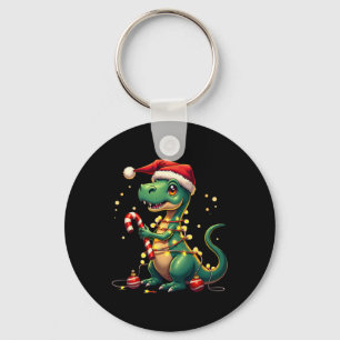 Porte-clés Joli T-rex Chemise Dinosaure De Noël Éclairé Et Pe