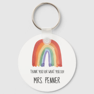 Porte-clés Jolie aquarelle arc-en-ciel merci cadeau