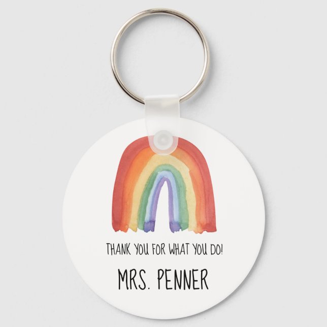 Porte-clés Jolie aquarelle arc-en-ciel merci cadeau (Recto)