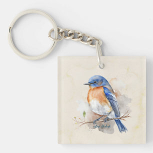 Porte-clés Jolie Aquarelle Bleue Orientale Orange Bleue