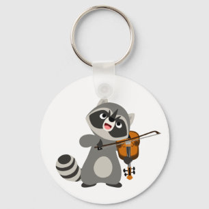 Porte-clés Jolie Cartoon Raccoon Jouer du violon
