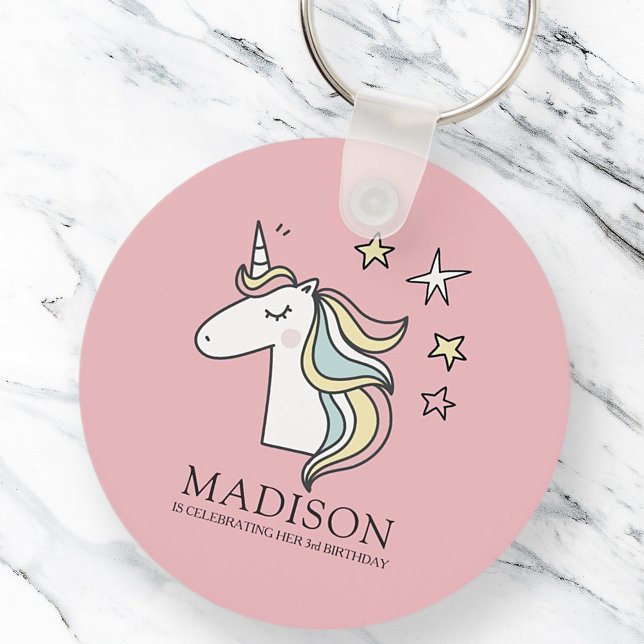 Porte-clés Jolie Doodle Unicorn et étoiles Anniversaire (Créateur téléchargé)