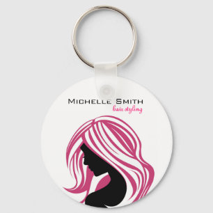 Porte-clés Jolie fille aux cheveux roses Marque coiffant
