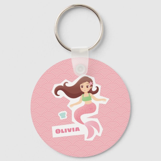 Porte-clés Jolie fille sirène Vague Motif Porte - clé rose (Recto)