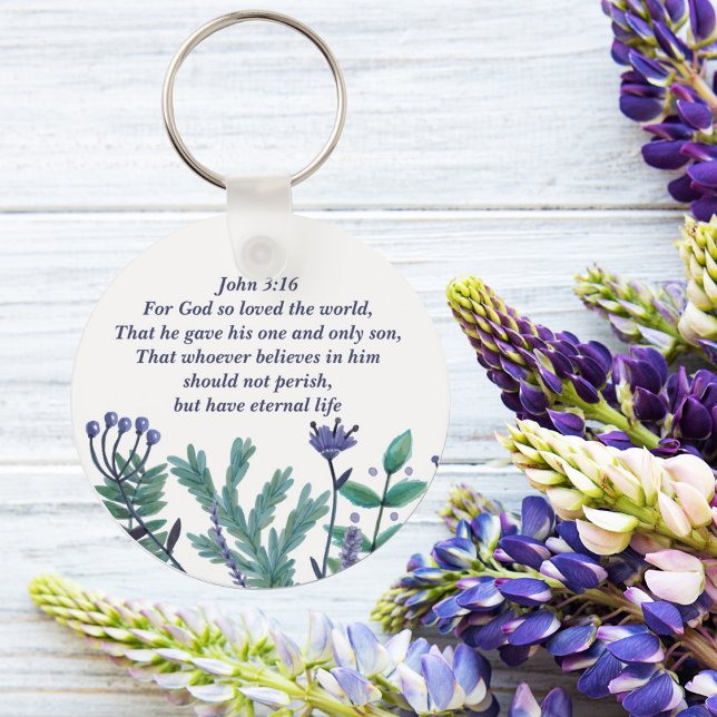 Porte-clés Jolie John 3:16 Jolie citation chrétienne florale (Créateur téléchargé)