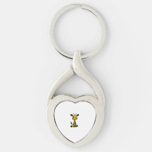 Porte-clés jolie petite girafe avec arc rose