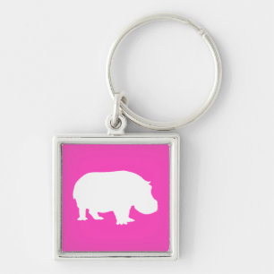 Porte-clés Jolie silhouette d'hippo rose