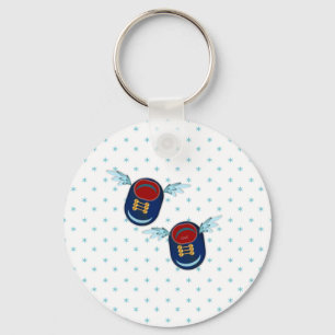 Porte-clés Jolies petites chaussures volantes ailées en bleu 