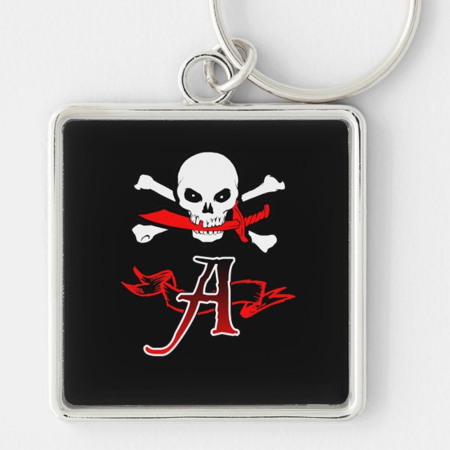 Porte-clés Jolly roger A Monogramme Initial (Devant)