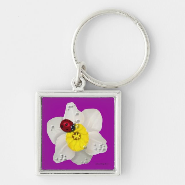 Porte-clés Jonquilles et coccinelles (Devant)