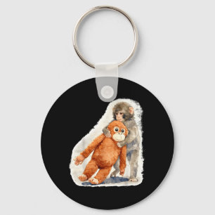 Porte-clés Jouet en peluche singe bébé orang-outan mignon Pun