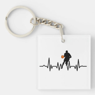 Porte-clés Joueur de basket-ball dribbling hearbeat