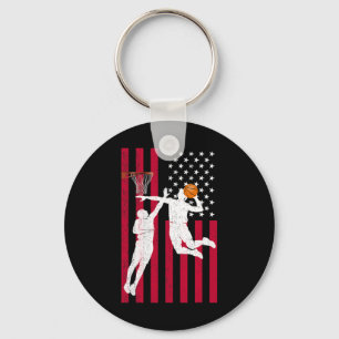Porte-clés Joueur de basket Slam Dunk Block Vintage Drapeau A