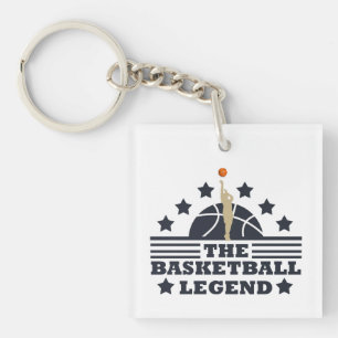 Porte-clés joueur de basketball légende ballon bleu et orange