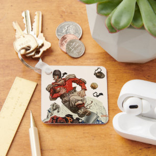 Porte-clés Joueur de football américain vintage en train de c