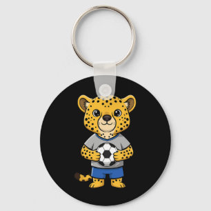 Porte-clés Joueur de football animal guépard de football mign