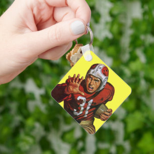 Porte-clés Joueur de football sportif vintage tournant en arr