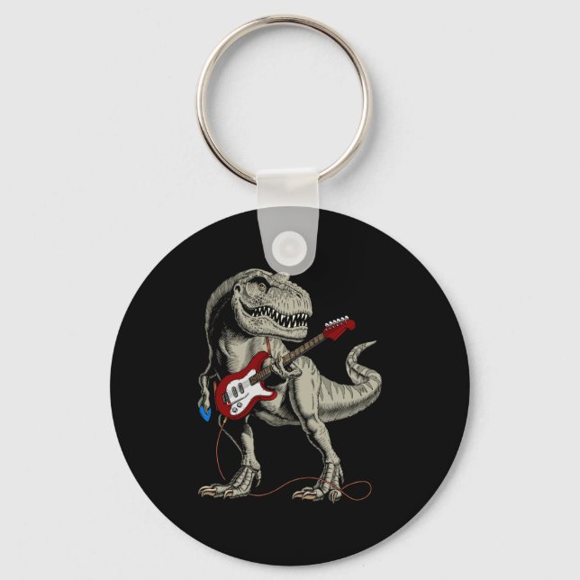 Porte-clés Joueur de guitare électrique acoustique B Dinosaur (Recto)