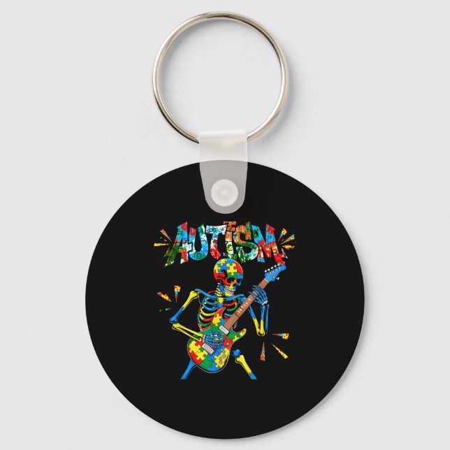 Porte-clés Joueur de guitare squelette Sensibilisation à l'au (Recto)