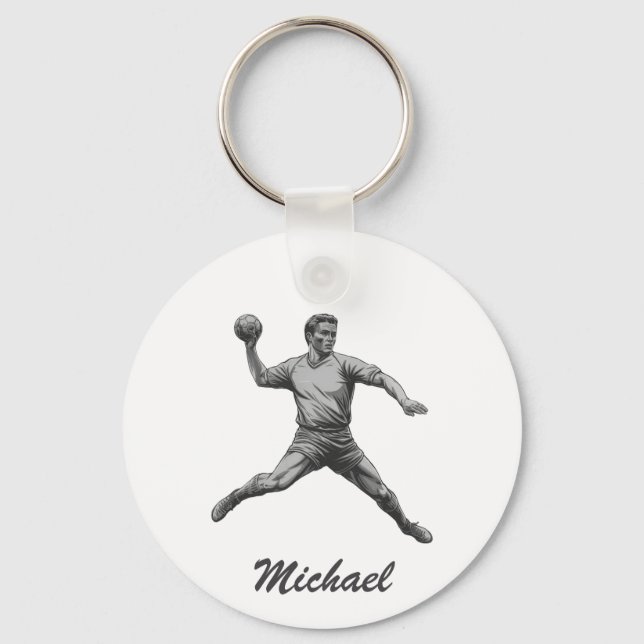 Porte-clés Joueur de handball moderne vintage tendance Person (Recto)