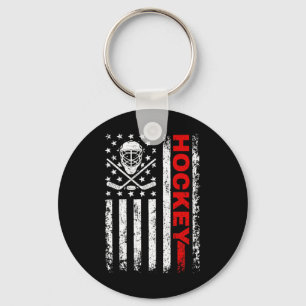 Porte-clés Joueur de hockey américain Drapeau Cool de glace H