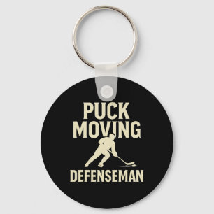 Porte-clés Joueur de hockey défenseur en mouvement de la rond