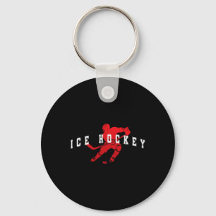 Porte-clés Joueur de l'équipe rouge de hockey sur glace Texte