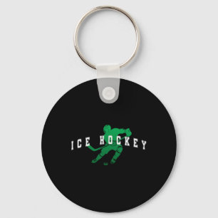 Porte-clés Joueur de l'équipe verte de hockey sur glace Texte