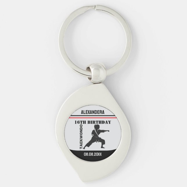 Porte-clés Joueur de Taekwondo, Cadeau d'anniversaire, Karate (Devant)