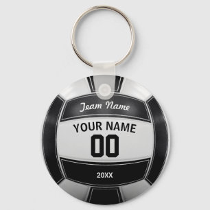 Porte-clés Joueur de volley-ball Nom de l'année Équipe noir e