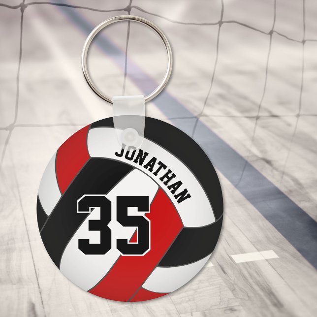Porte-clés joueur de volley-ball rouge noir numéro de maillot (Créateur téléchargé)