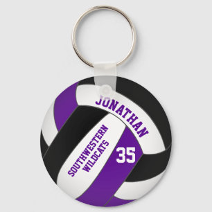 Porte-clés joueur de volley violet noir et nom d'équipe