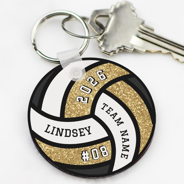 Porte-clés Joueur de volleyball Parties scintillant d'or (Volleyball Team Player Glitter Keychain
)