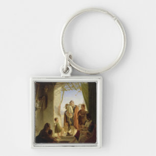 Porte-clés Joueur napolitain de cornemuse à Rome hivernal,