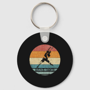 Porte-clés Joueur rétro vintage Badminton Silhouette Sunset F