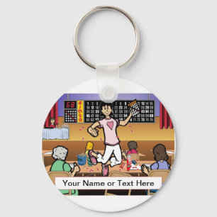 Porte-clés Joueuse de bingo personnalisée - Dessin féminin
